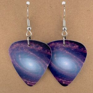 Space Guitar Pick Custom Earrings